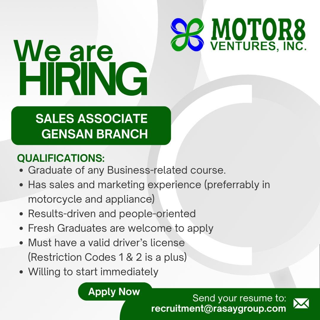 WE’RE HIRING! | SALES ASSOCIATE