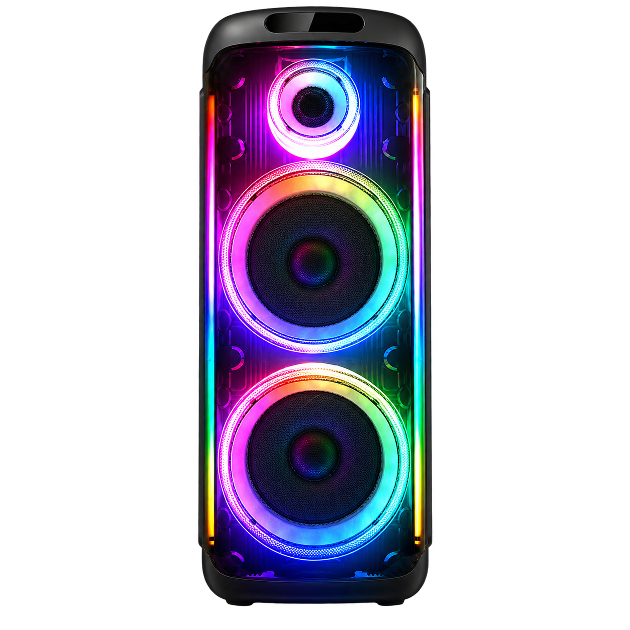 TJ MEDIA ALL-PURPOSE PORTABLE SPEAKER, CRYSTAL CLEAR PANEL,200W RMS