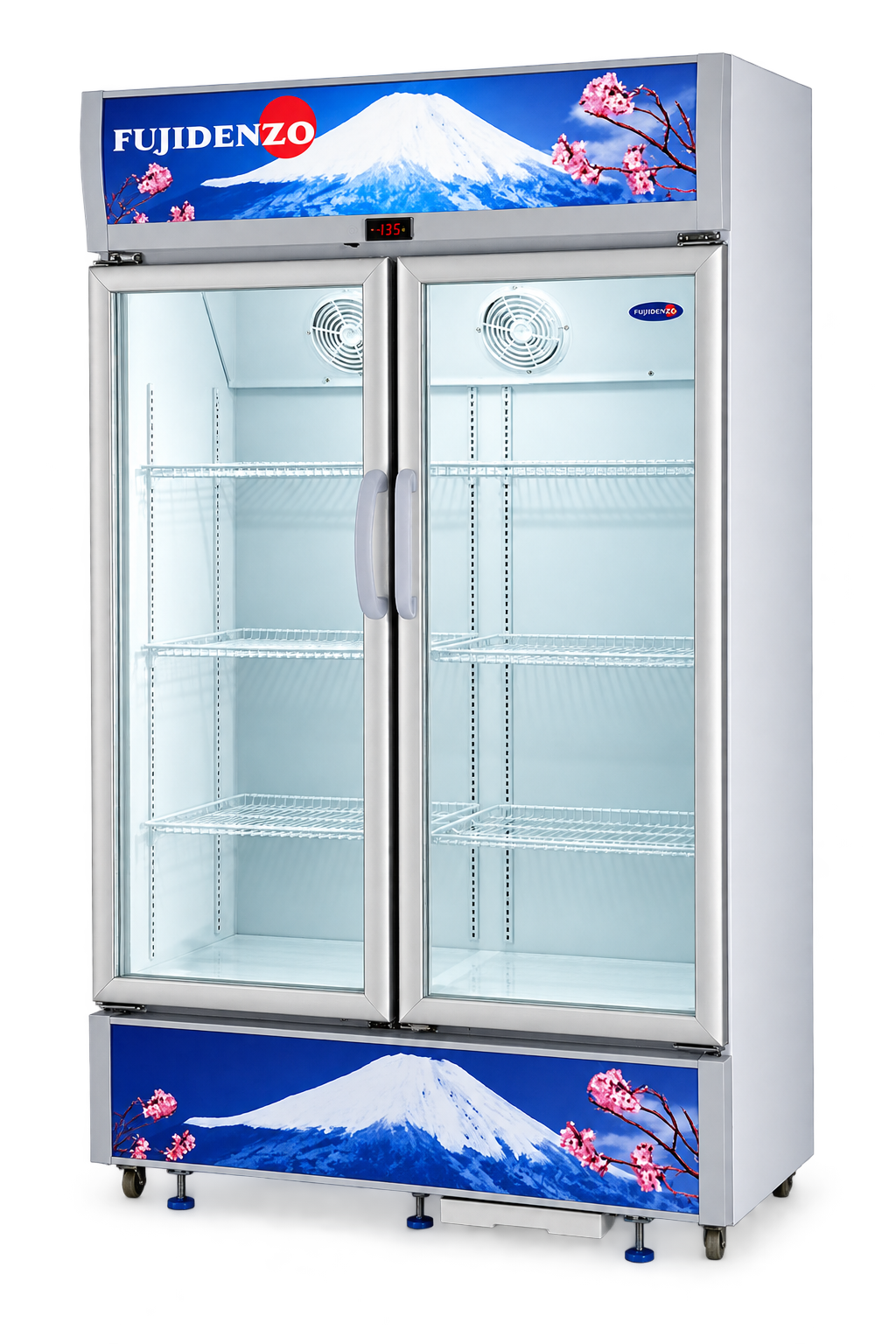 FUJIDENZO UPRIGHT GLASS CHILLER 22CUFT 2-DOOR SHOWCASE