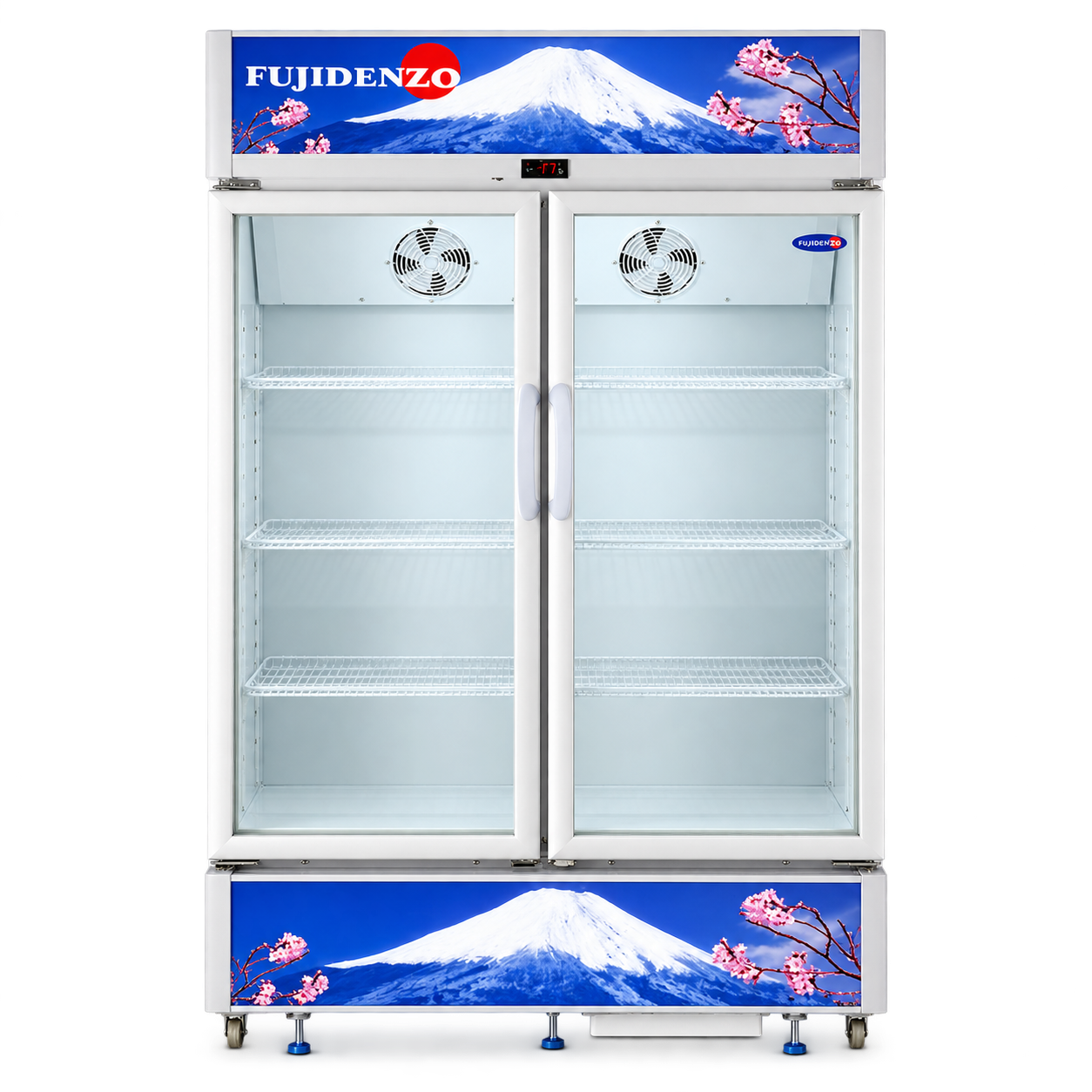 FUJIDENZO UPRIGHT GLASS CHILLER 22CUFT 2-DOOR SHOWCASE