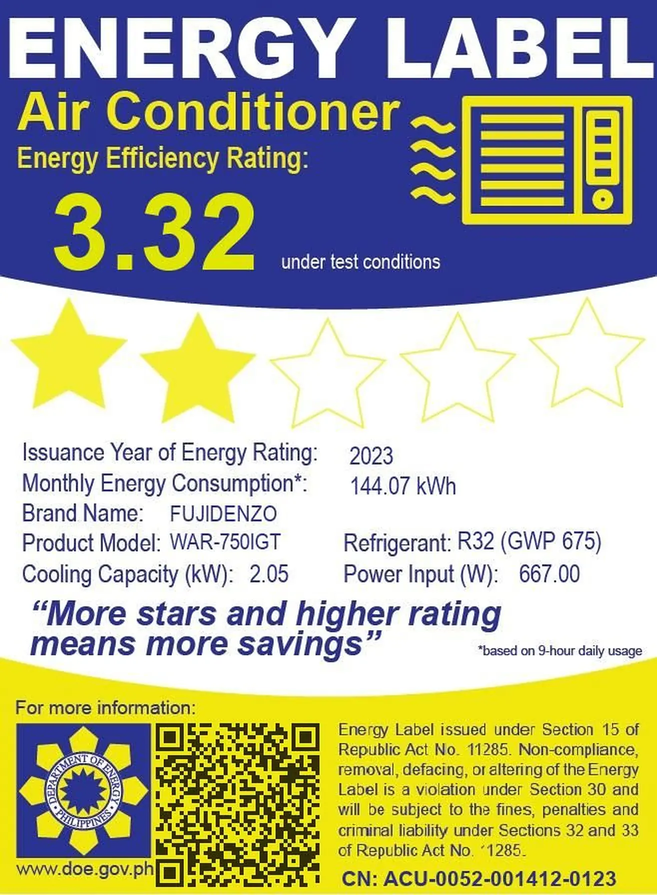 FUJIDENZO WINDOW-TYPE AIRCON 0.75HP INVERTER WITH REMOTE