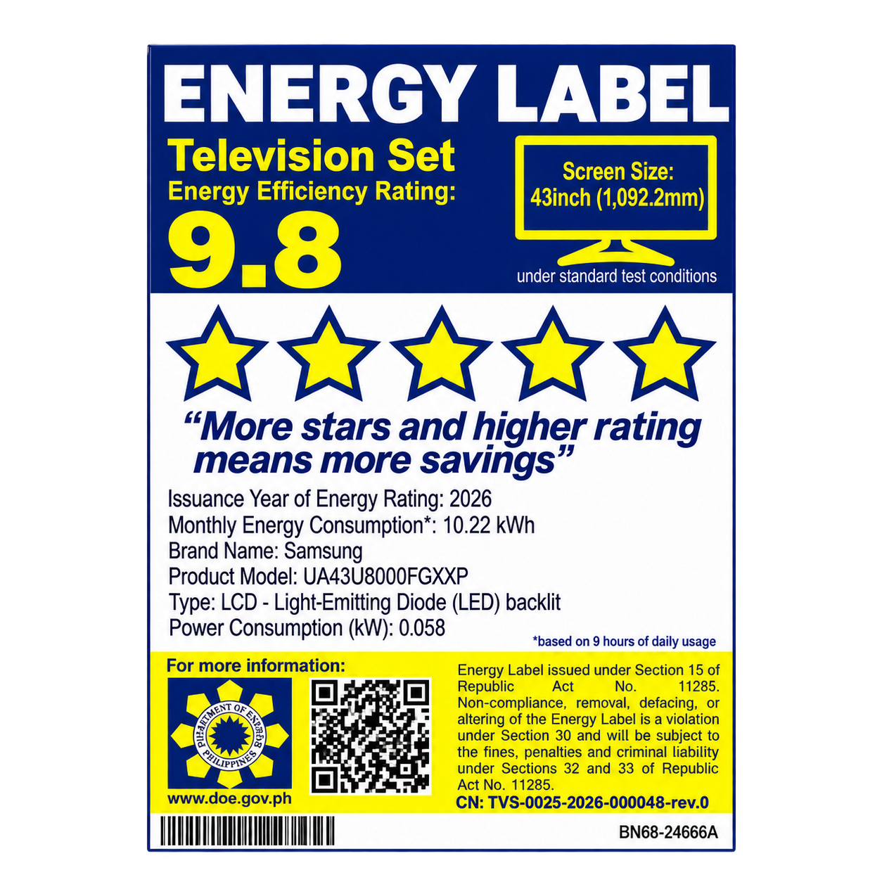 SAMSUNG 43" FULL HD RESOLUTION SMART TV