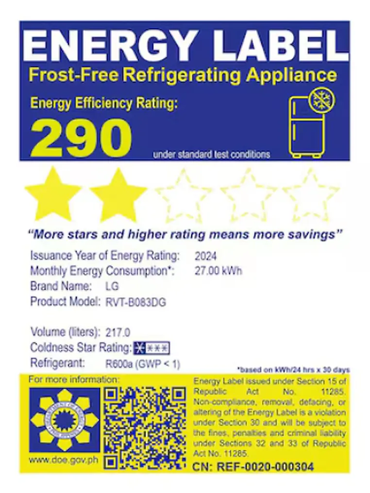 LG REFRIGERATOR 8.3 CU.FT. 2-DOOR SMART INVERTER
